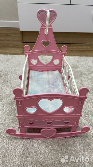 Кроватка для куклы пупса с матрасом