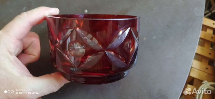 Винтажное.Рубиновое стекло. Салатник