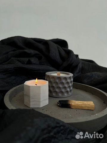 Кашпо из бетона, свечи