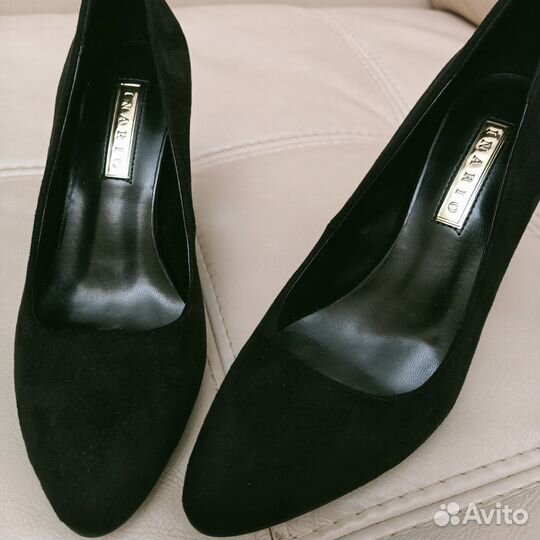 Туфли экозамша новые черные 36- 35,5