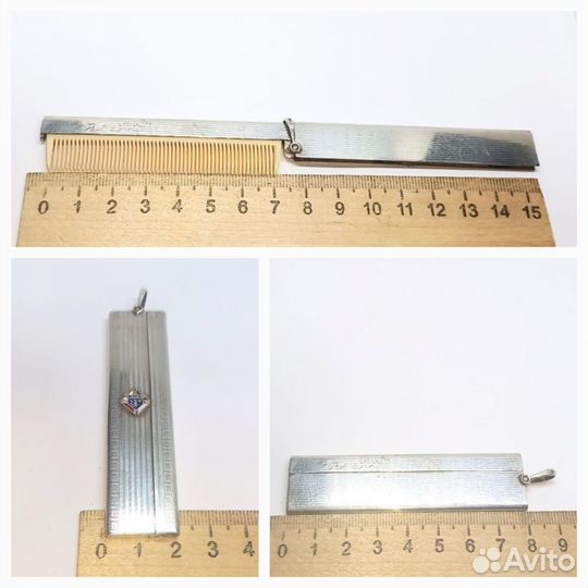 Расчёска для усов - Кость - Серебро 925 - США