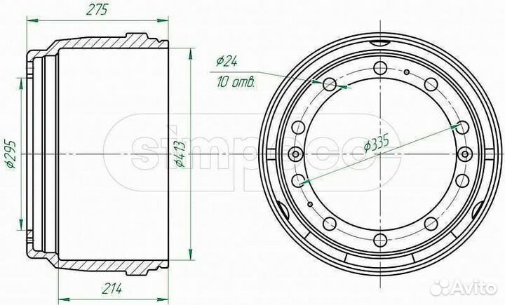 Тормозной барабан Скания задний 413х203