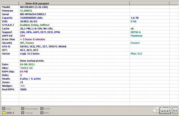 Жёсткий диск 1.5 тб/TB WD (100 процентов)