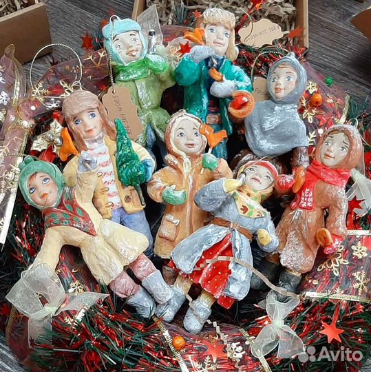 Ватные елочные игрушки