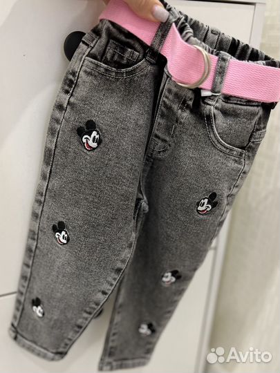 Новые Джинсы с микки для девочек 86-98р
