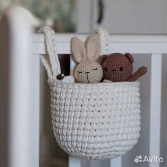 Корзина подвесная вязаная