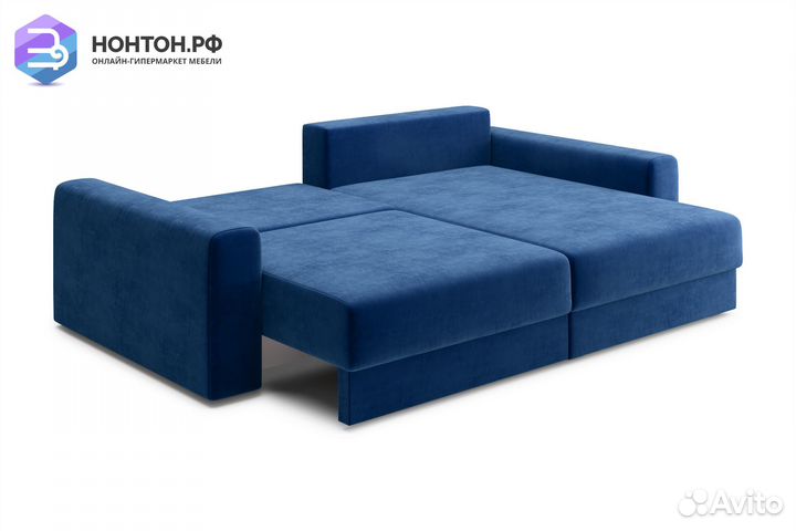 Диван угловой тик-так Омега темно-синий