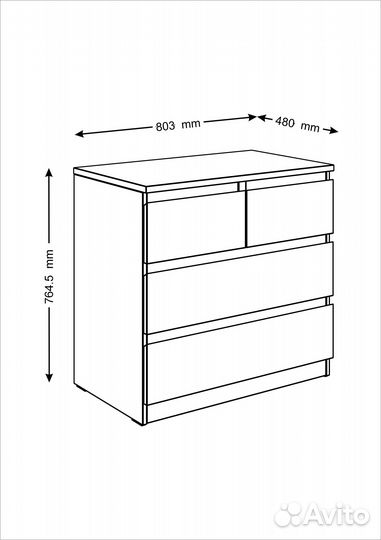 Комод Мальта 2+2 ящика IKEA