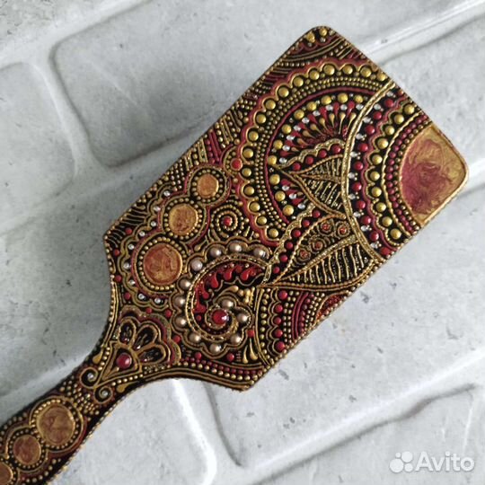 Расческа массажная деревянная с росписью