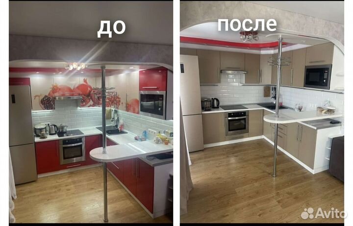 Реставрация покраска кухонного гарнитура