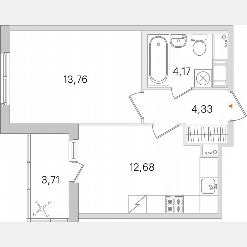 1-к. квартира, 36,8 м², 8/8 эт.