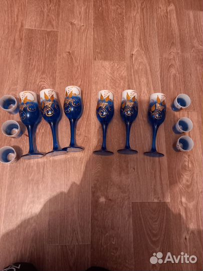 Бокалы 6 штук и 6 рюмок для водки и так далее