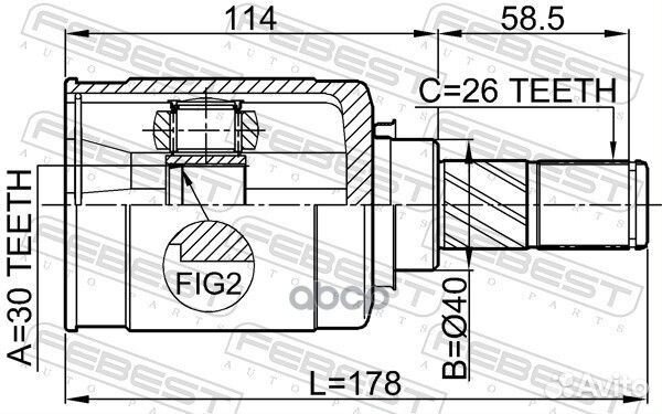 ШРУС внутренний левый 30x40x26 (nissan qashqai