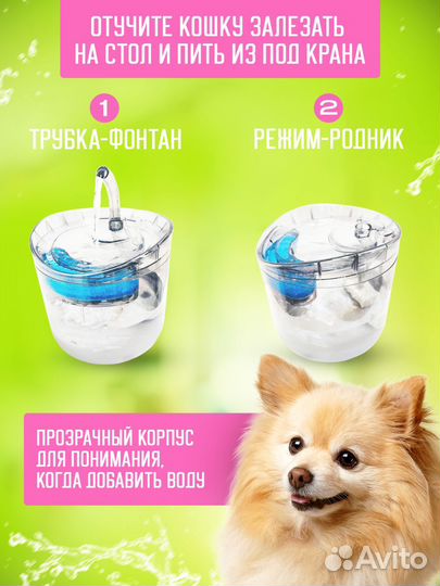 Фонтан поилка для кошек