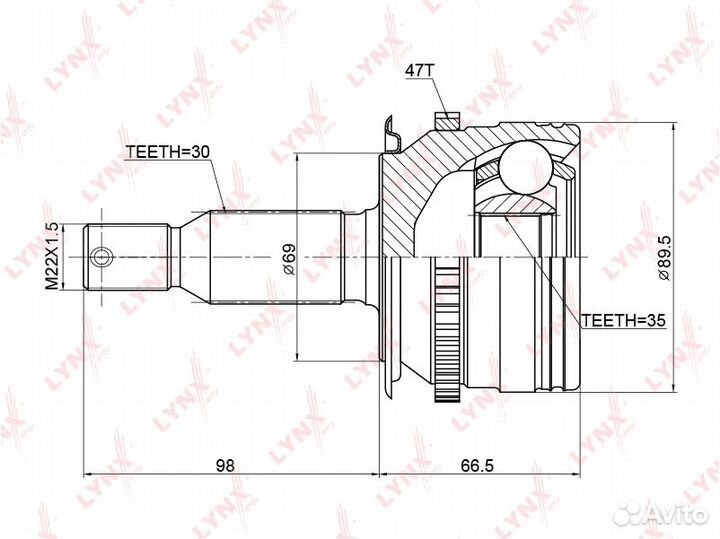 ШРУС наружный ABS к-кт Mitsubishi L200 KB4T 05