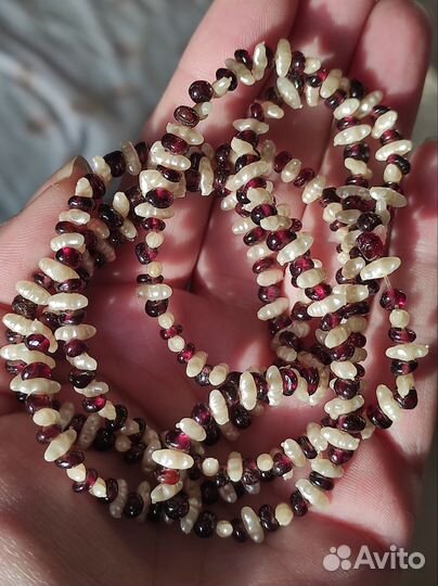 Бусы винтаж гранат, жемчуг, перламутр в ремонт
