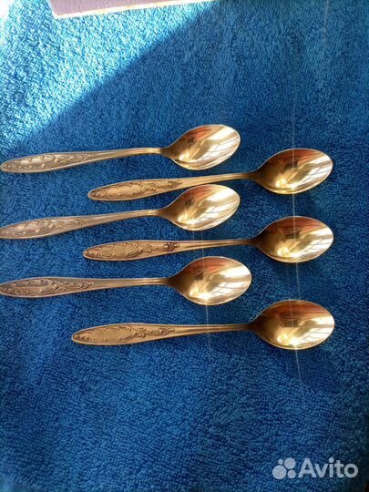 Набор чайных ложек с позолотой времён СССР