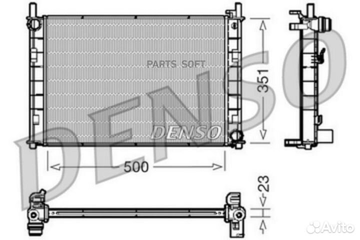 Denso DRM10045 Радиатор 500x351