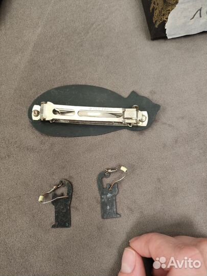 Комплект заколка и серьги чехия