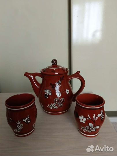 Керамика кувшин СССР со стаканчиками