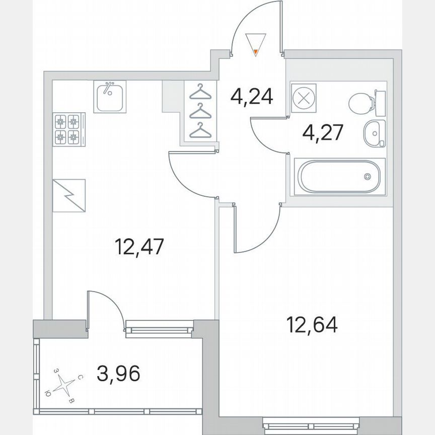 1-к. квартира, 35,6 м², 3/5 эт.