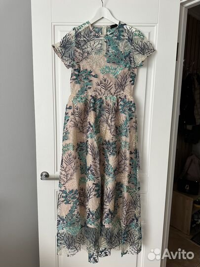 Платье макси вечернее летнее розовое с вышивкой