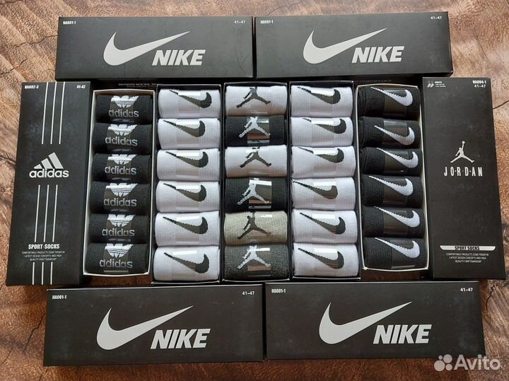 Носки Nike Adidas Jordan белые