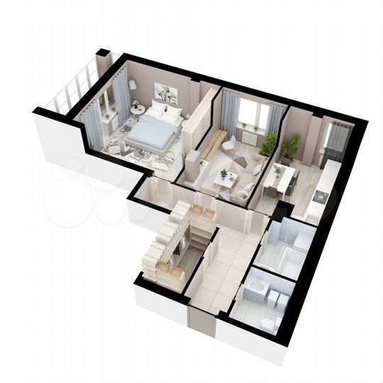 2-к. квартира, 65,1 м², 8/16 эт.