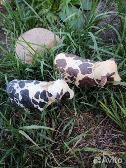 Ватные елочные игрушки коровки