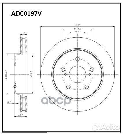 Диск тормозной перед ADC0197V allied nippon