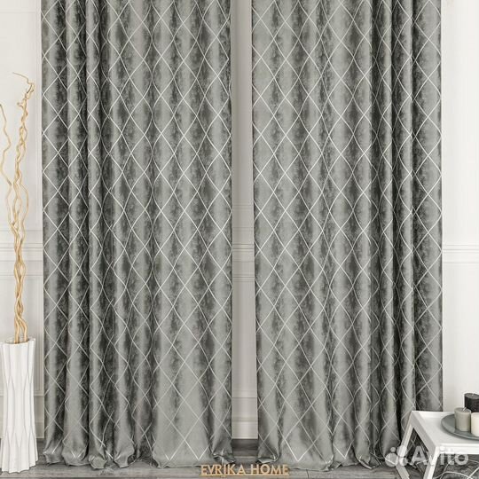 Шторы жаккард Леман Стальной