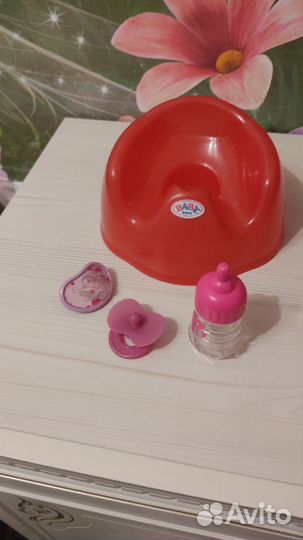 Горшок Baby born, две соски и бутылочка для куклы