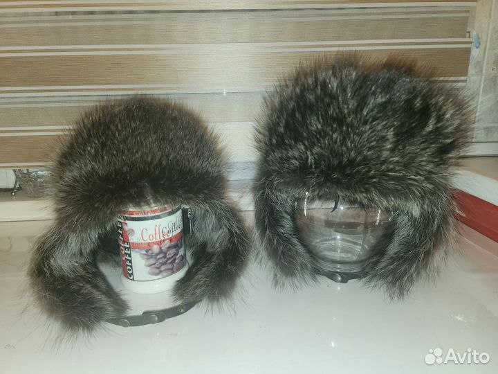 Шапка ушанка натуральный мех и кожа, р.54