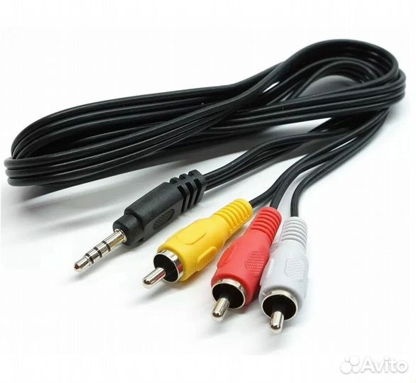 Кабель jack 3.5mm на 3 RCA (тюльпаны), 1.5 м