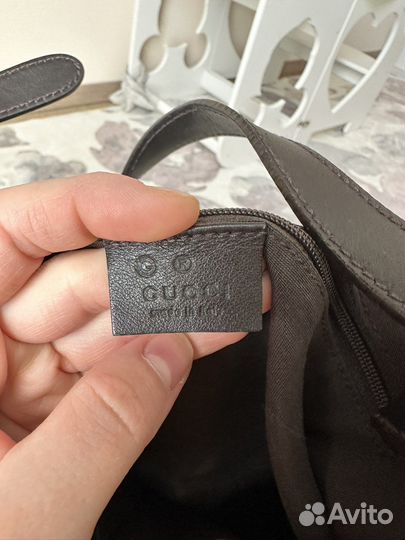 Сумка gucci натуральная кожа темнокоричневая