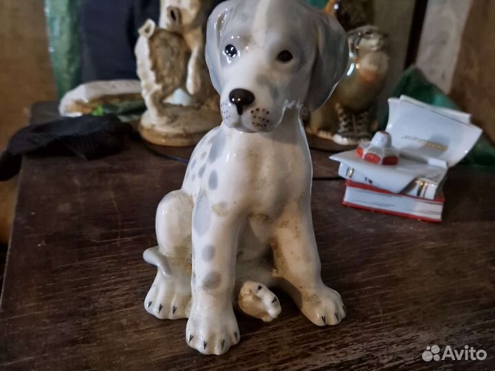 Собака фарфоровая СССР долматинец щенок