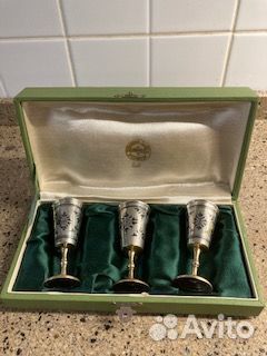 Новые рюмки 3 шт.серебро 875 ссср1967г.в коробке