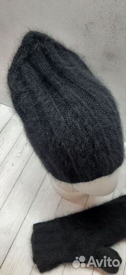 Шапка женская и варежки из пуха норки