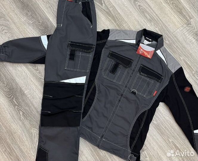 Мега серый рабочий костюм с брюками.Форма