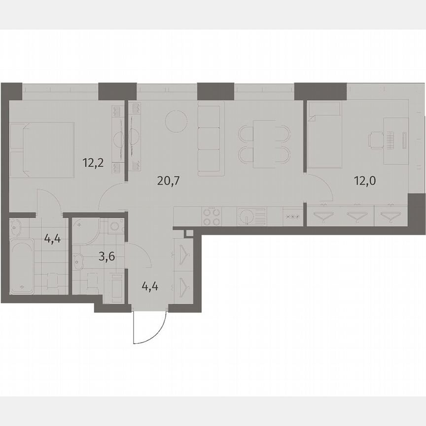 2-к. квартира, 57,3 м², 3/11 эт.