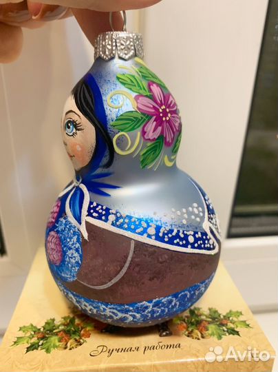 Елочные игрушки Винтажный шар. Матрёшка Дашенька