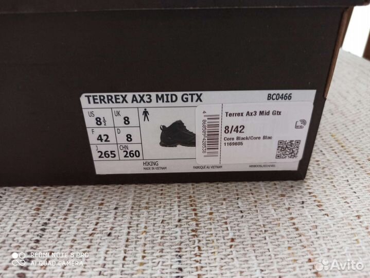 Adidas Оригинальные Terrex AX3 Mid GTX 41 (42