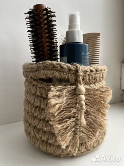 Корзинка-органайзер из джута