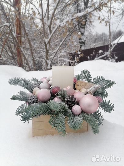 Новогодняя композиция со свечой