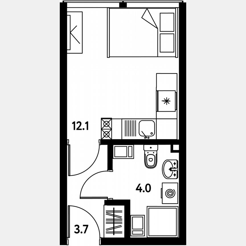 Апартаменты-студия, 19,8 м², 8/10 эт.