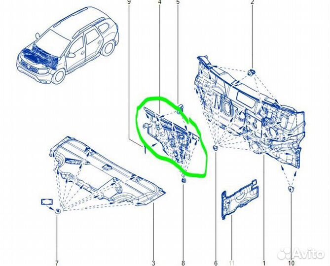 Тепловой экран Renault Duster K9K 2021