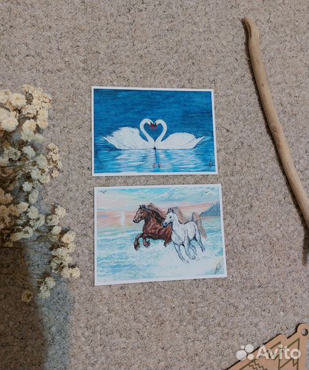 Авторские открытки А6 акварель пейзажи