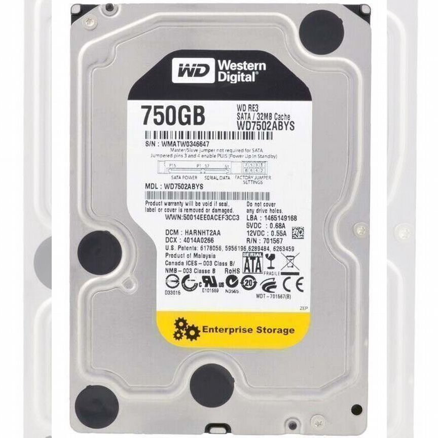 [WD7502ABYS] Жесткий Диск Western Digital 750gb Sata Wd7502abys