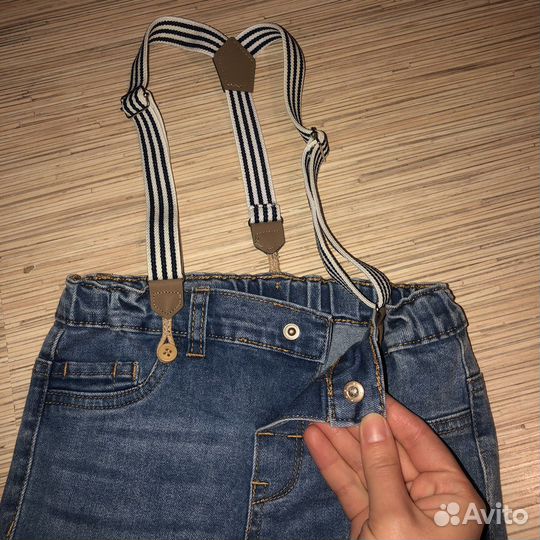 Джинсовые шорты с подтяжками 92р