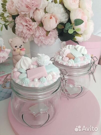 Банки стеклянные с декором из полимерной глины